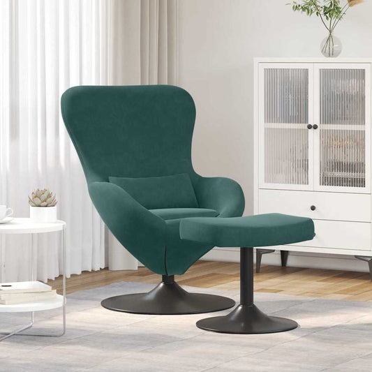 Egg Chair met Voetsteun Donkergroen Fluweel is nu te koop bij PeponiXL, paradijselijk wonen!
