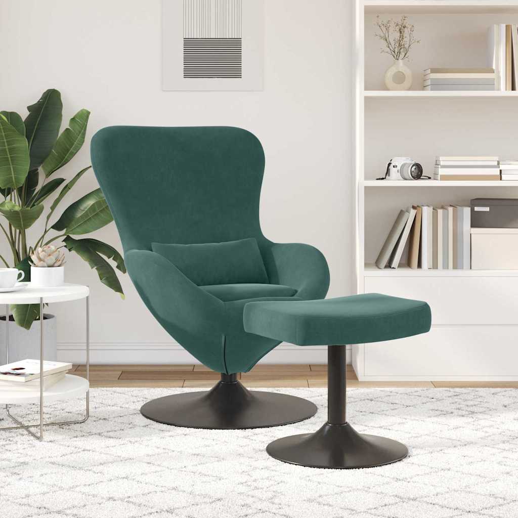 Egg Chair met Voetsteun Donkergroen Fluweel is nu te koop bij PeponiXL, paradijselijk wonen!