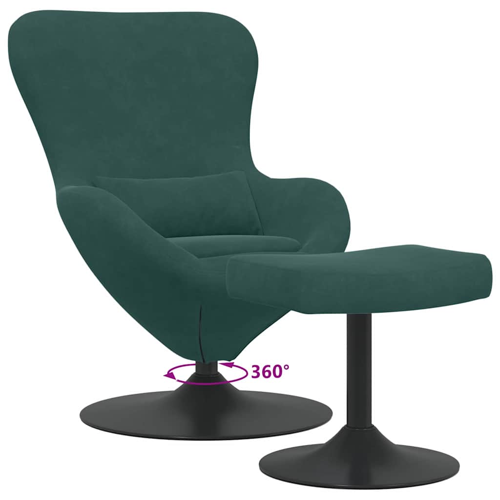 Egg Chair met Voetsteun Donkergroen Fluweel is nu te koop bij PeponiXL, paradijselijk wonen!