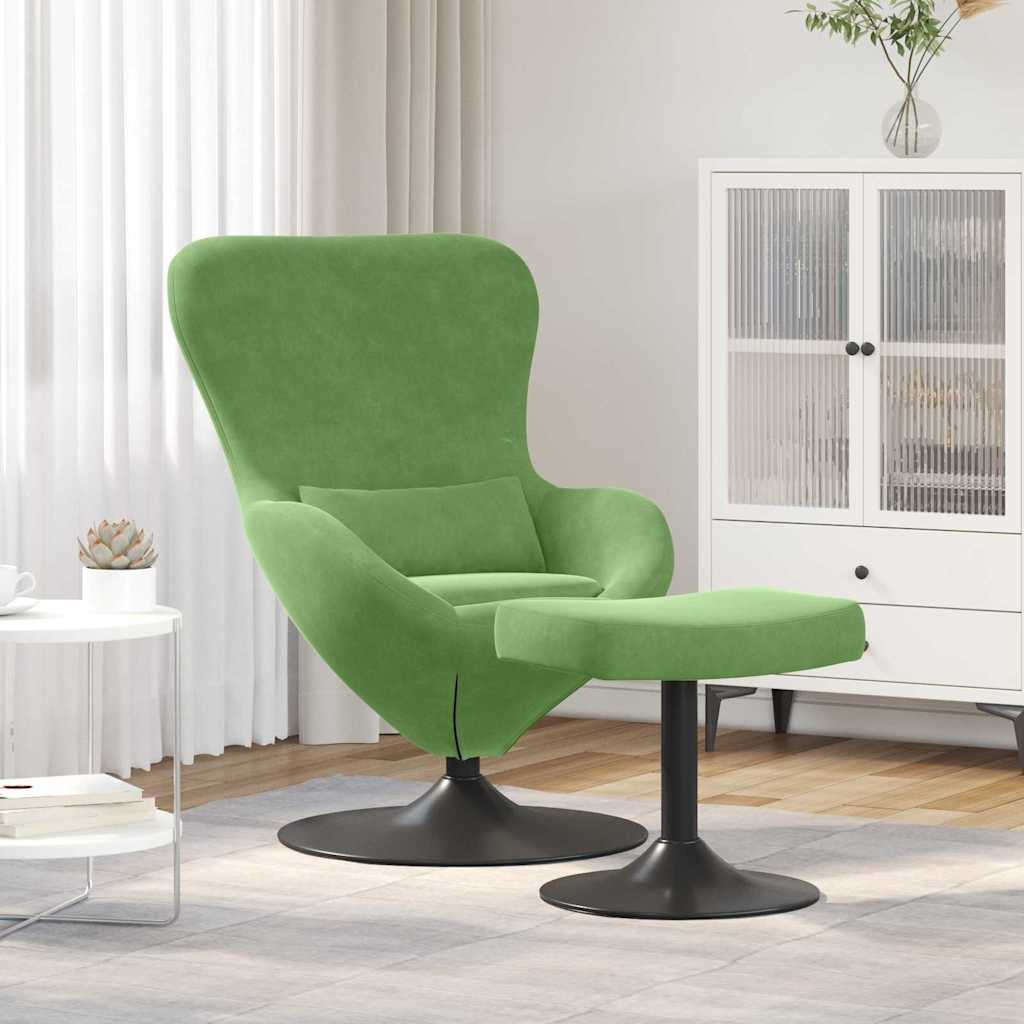 Egg Chair met Voetsteun Lichtgroen Fluweel is nu te koop bij PeponiXL, paradijselijk wonen!