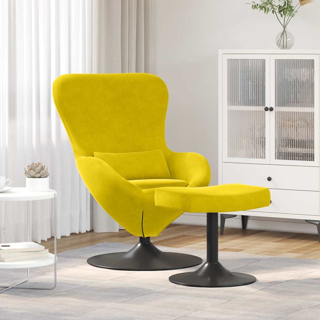 Egg Chair met Voetsteun Geel Fluweel is nu te koop bij PeponiXL, paradijselijk wonen!