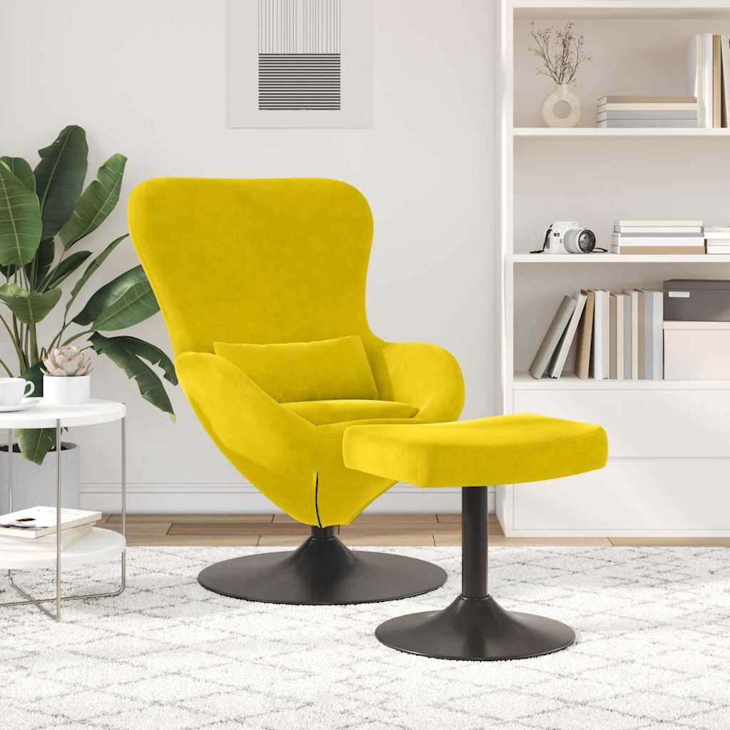 Egg Chair met Voetsteun Geel Fluweel is nu te koop bij PeponiXL, paradijselijk wonen!