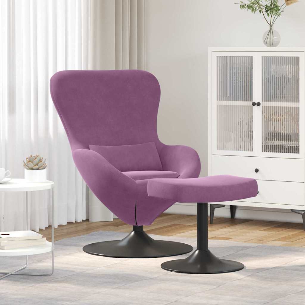 Egg Chair met Voetsteun Paars Fluweel is nu te koop bij PeponiXL, paradijselijk wonen!