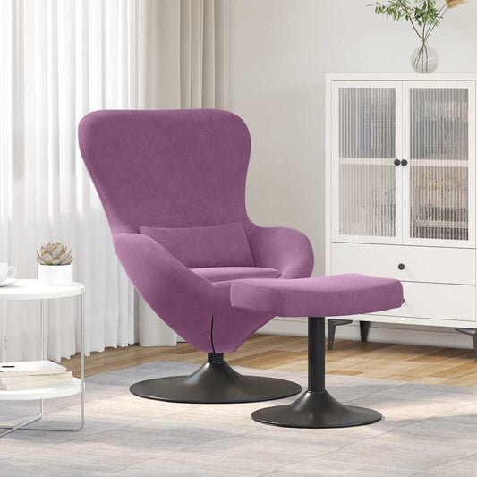 Egg Chair met Voetsteun Paars Fluweel is nu te koop bij PeponiXL, paradijselijk wonen!