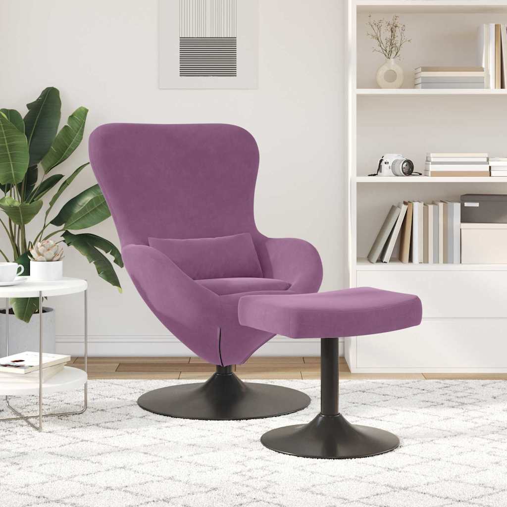 Egg Chair met Voetsteun Paars Fluweel is nu te koop bij PeponiXL, paradijselijk wonen!