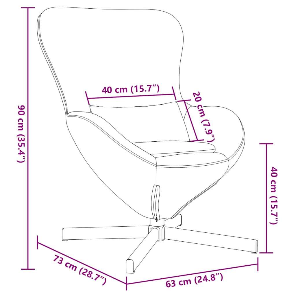 Eivormige stoel Paars 63 x 73 x 90 cm Fluweel is nu te koop bij PeponiXL, paradijselijk wonen!