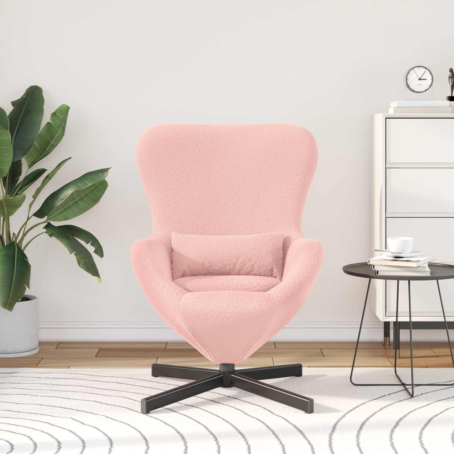 Eivormige stoel Roze 63 x 73 x 90 cm Stof is nu te koop bij PeponiXL, paradijselijk wonen!