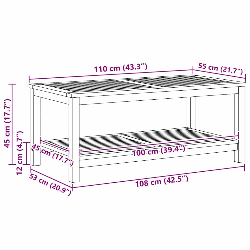 Bijzettafel Bruin 110 x 55 x 45 cm Massief Acaciahout is nu te koop bij PeponiXL, paradijselijk wonen!