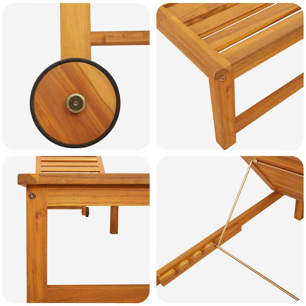 Ligstoel Bruin 202 x 53 x 89 cm Massief Acaciahout is nu te koop bij PeponiXL, paradijselijk wonen!