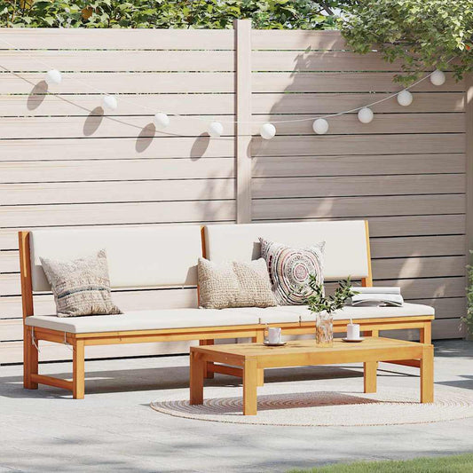 Ligstoel met kussen Bruin 200 x 57 x 75cm Massief acaciahout is nu te koop bij PeponiXL, paradijselijk wonen!