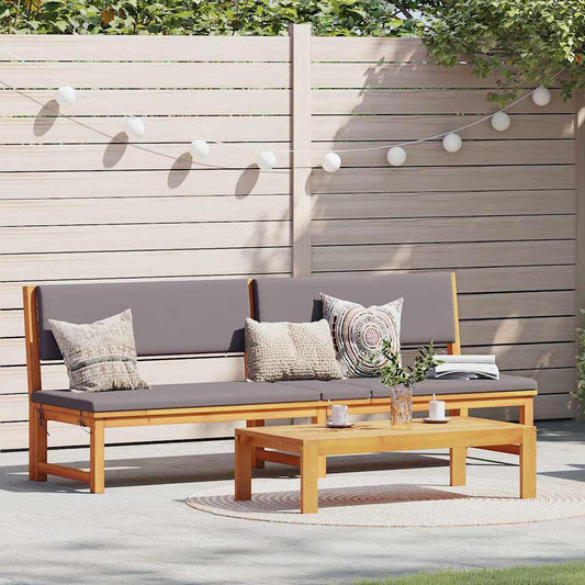 Ligstoel met kussen Bruin 200 x 57 x 75cm Massief acaciahout is nu te koop bij PeponiXL, paradijselijk wonen!