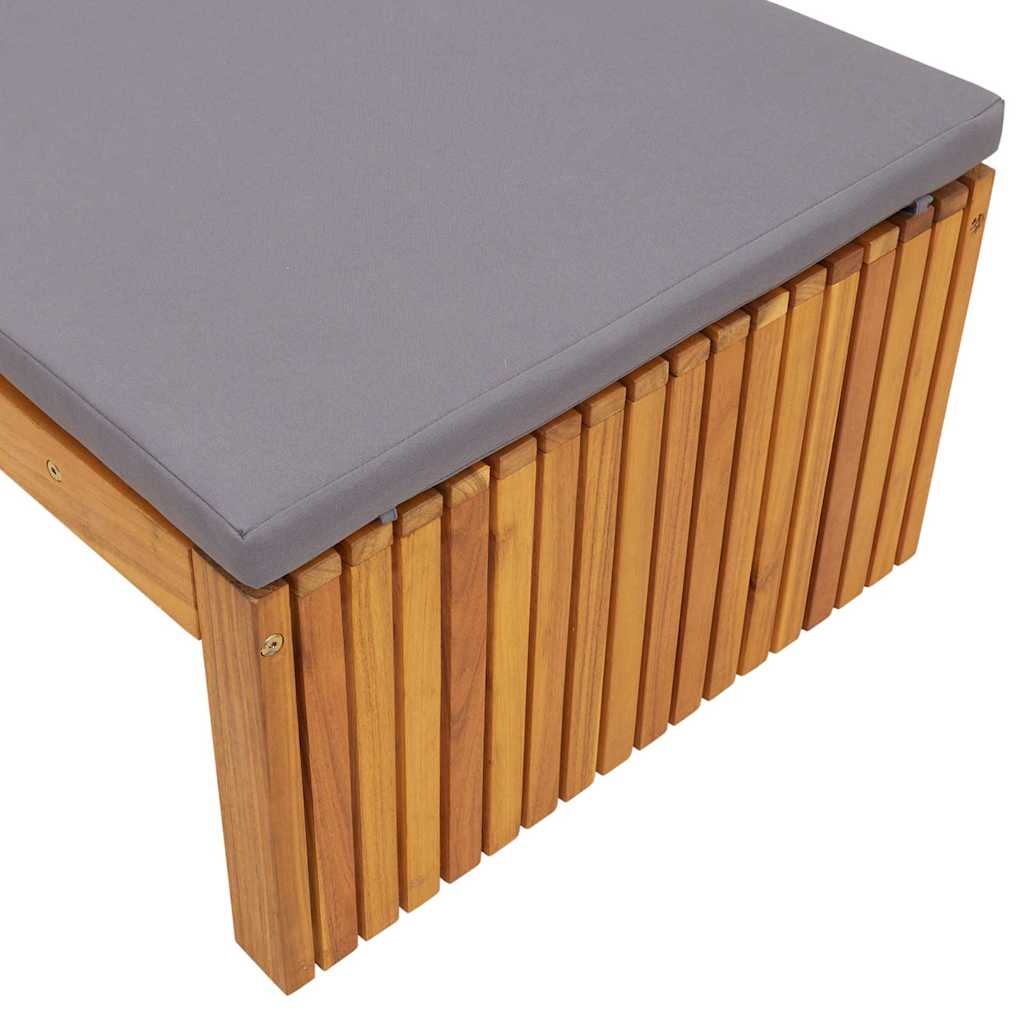 Ligstoel met kussen Bruin 55 x 200 x 94cm Massief acaciahout is nu te koop bij PeponiXL, paradijselijk wonen!