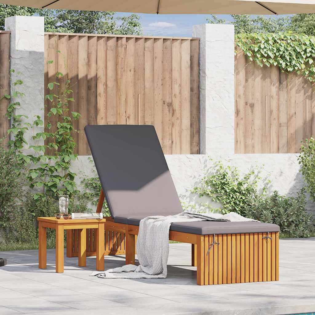 Ligstoel met kussen Bruin 55 x 200 x 94cm Massief acaciahout is nu te koop bij PeponiXL, paradijselijk wonen!