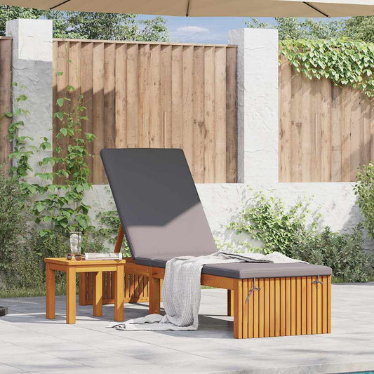 Ligstoel met kussen Bruin 55 x 200 x 94cm Massief acaciahout is nu te koop bij PeponiXL, paradijselijk wonen!