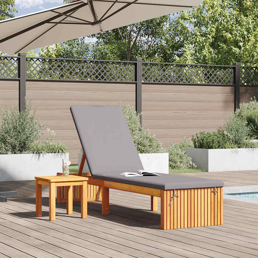 Ligstoel met kussen Bruin 55 x 200 x 94cm Massief acaciahout is nu te koop bij PeponiXL, paradijselijk wonen!