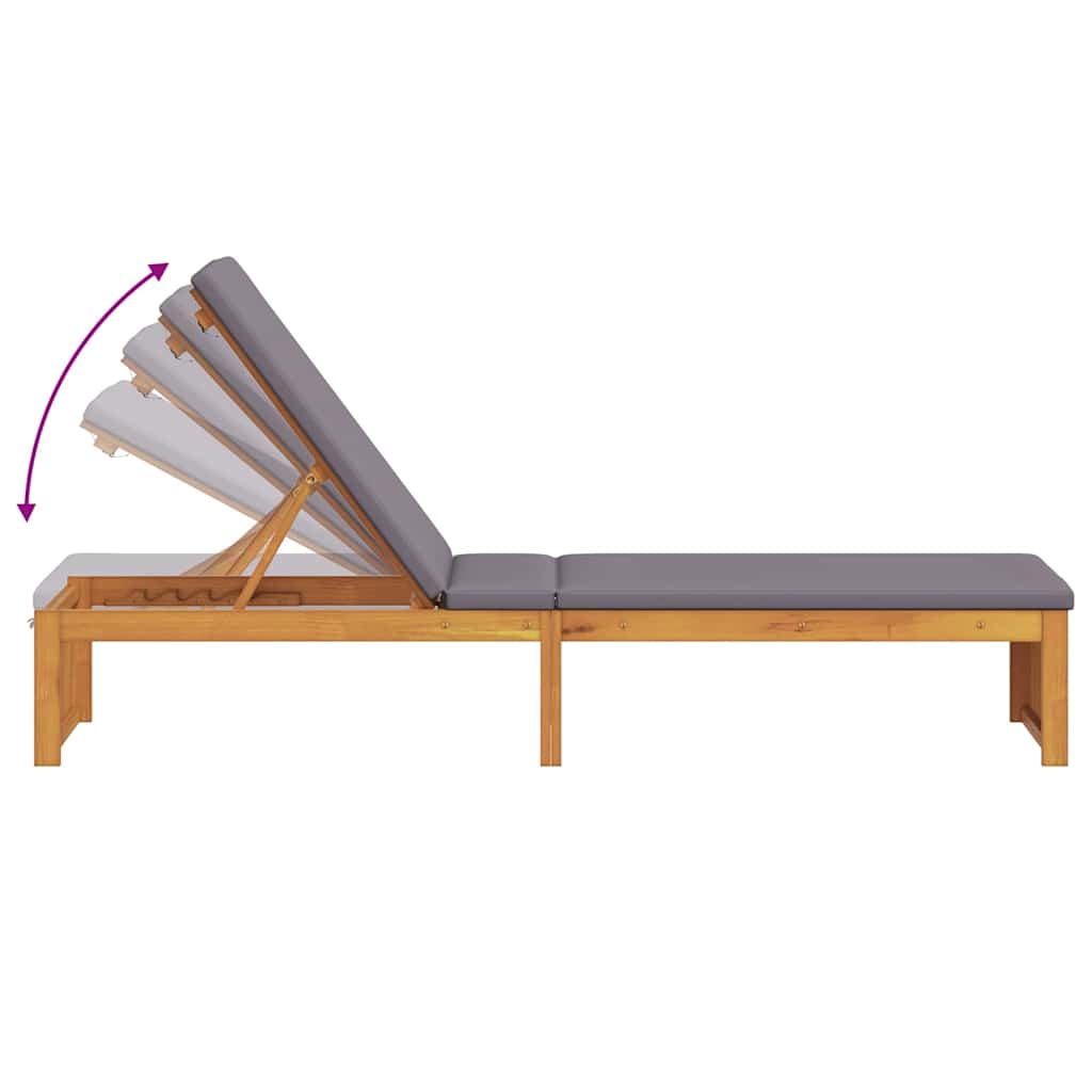 Ligstoel met kussen Bruin 55 x 200 x 94cm Massief acaciahout is nu te koop bij PeponiXL, paradijselijk wonen!