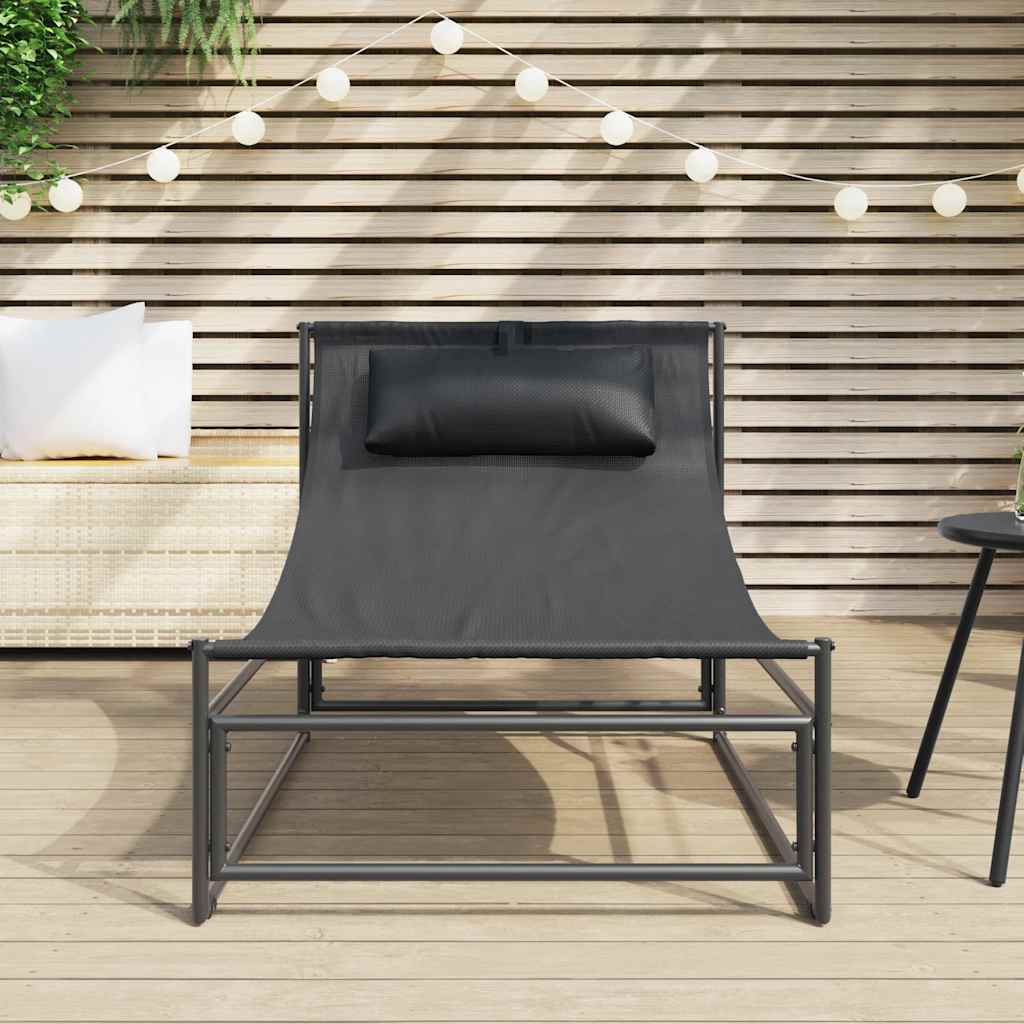 Tuinligstoel Antraciet 87x74x73 cm Staal en Textileen is nu te koop bij PeponiXL, paradijselijk wonen!