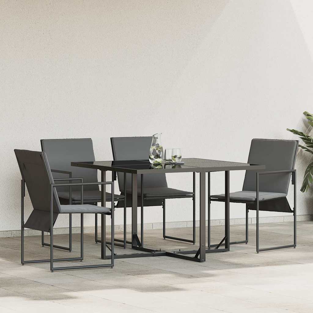 Stoel met kussen 4 pcs Zwart en Anthraciet Textileen is nu te koop bij PeponiXL, paradijselijk wonen!
