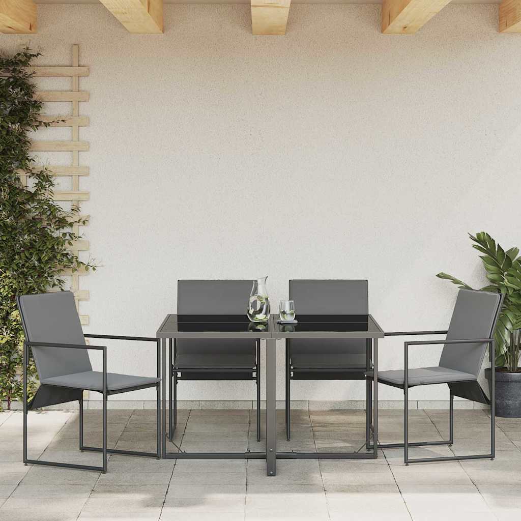 Stoel met kussen 4 pcs Zwart en Anthraciet Textileen is nu te koop bij PeponiXL, paradijselijk wonen!