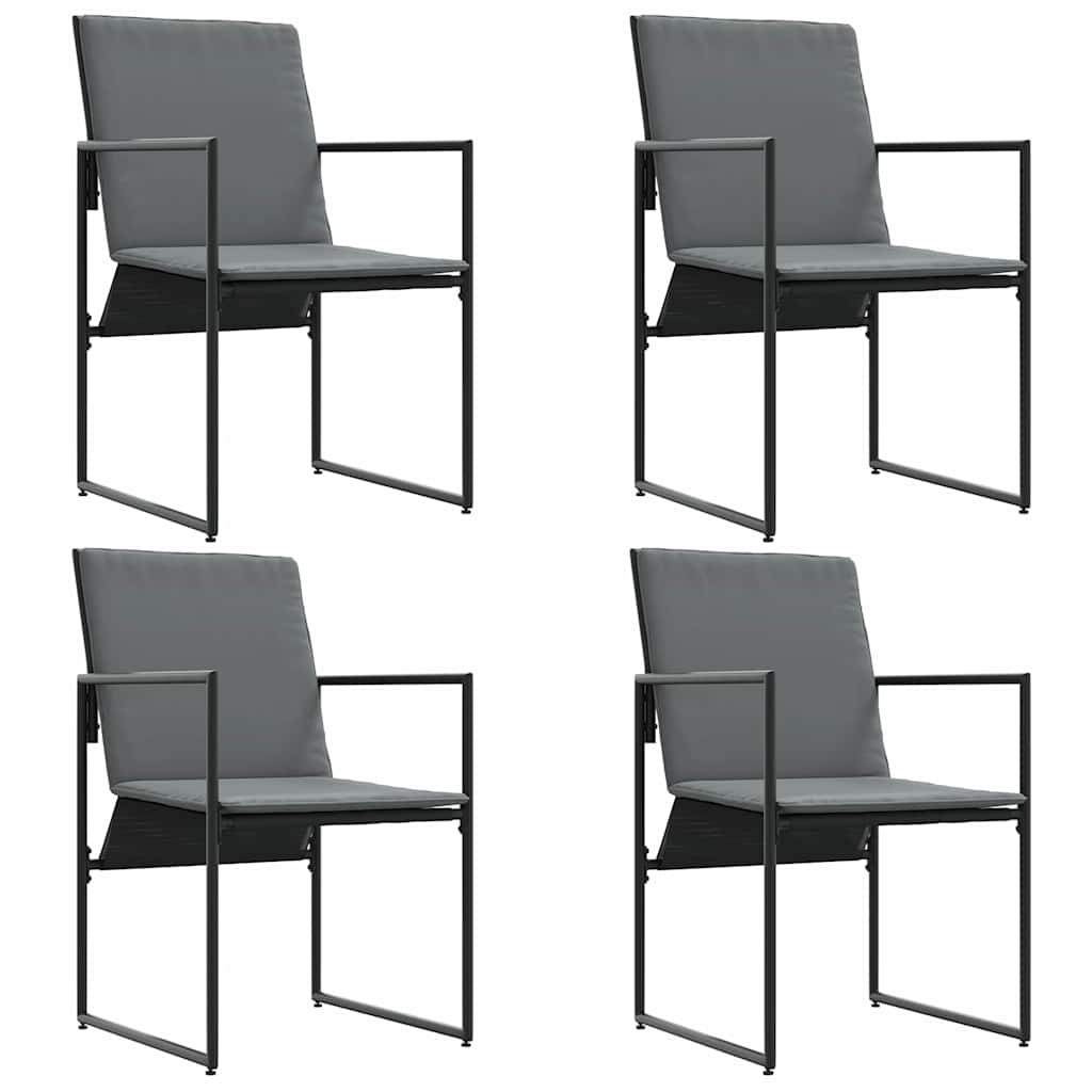 Stoel met kussen 4 pcs Zwart en Anthraciet Textileen is nu te koop bij PeponiXL, paradijselijk wonen!