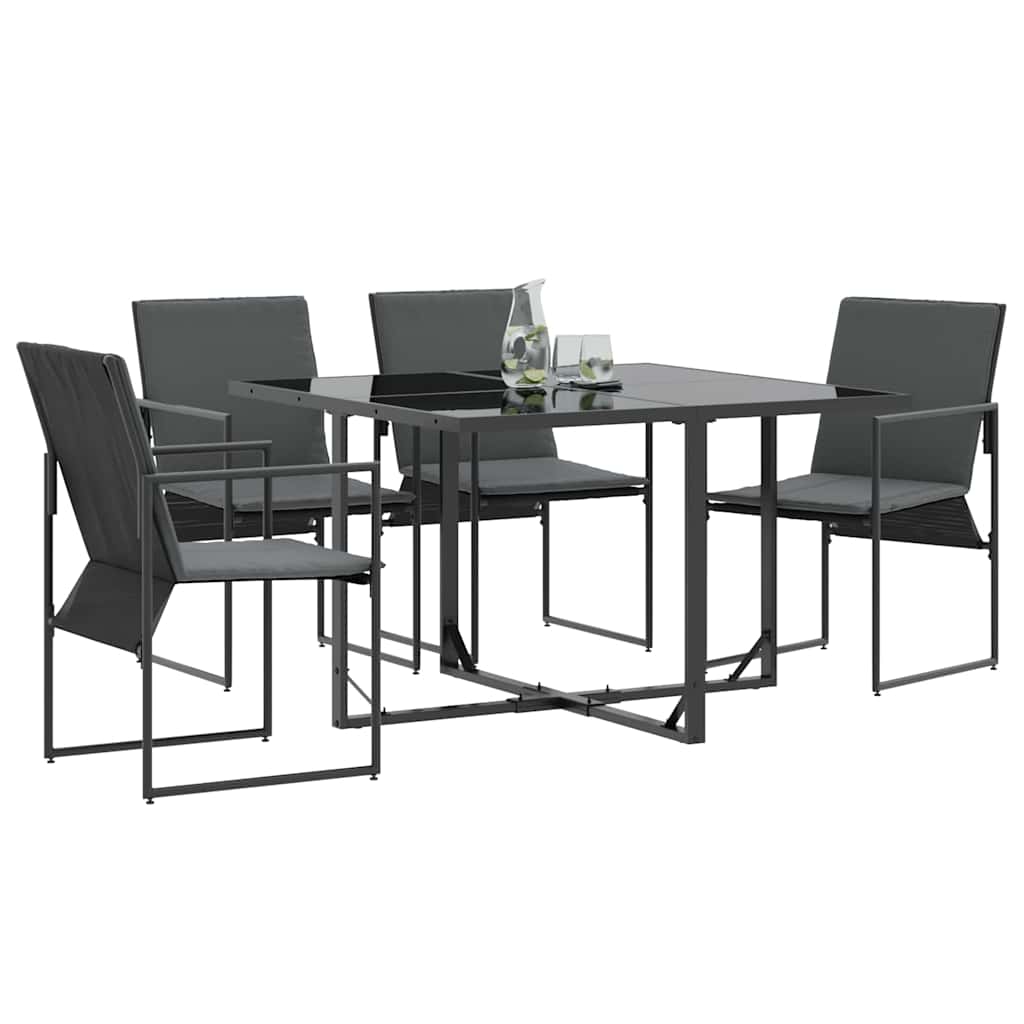 Stoel met kussen 4 pcs Zwart en Anthraciet Textileen is nu te koop bij PeponiXL, paradijselijk wonen!