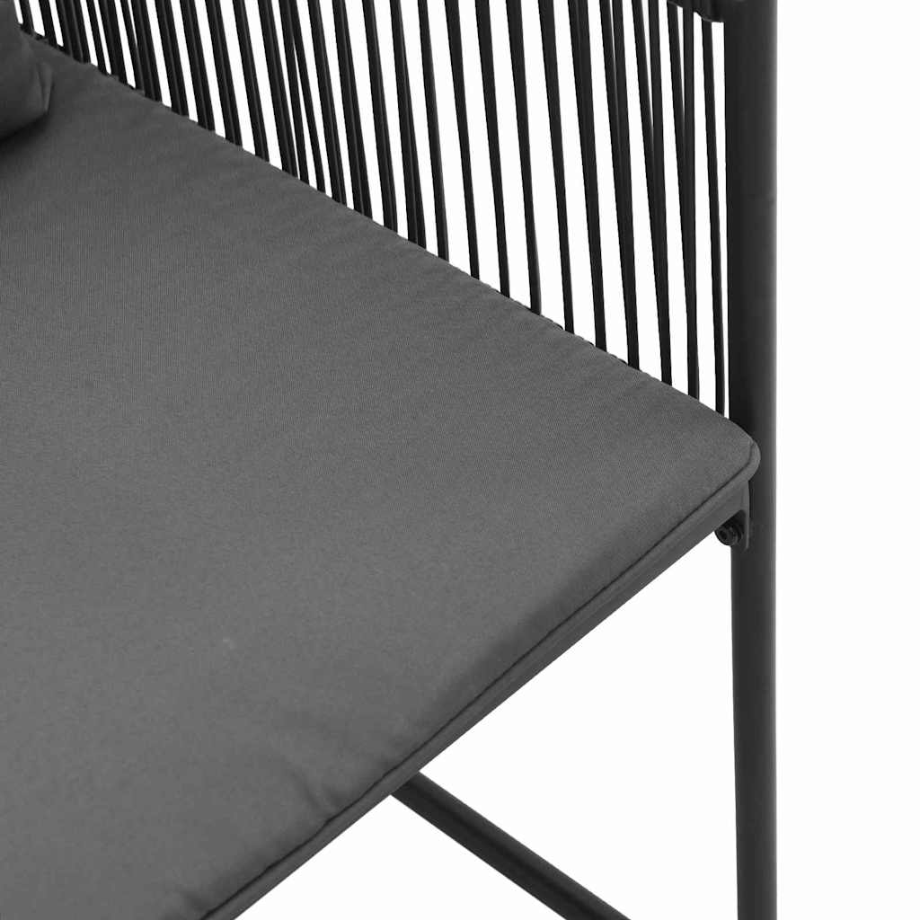 Stoel met kussen 4 pcs Zwart en Anthraciet PE Rattan is nu te koop bij PeponiXL, paradijselijk wonen!