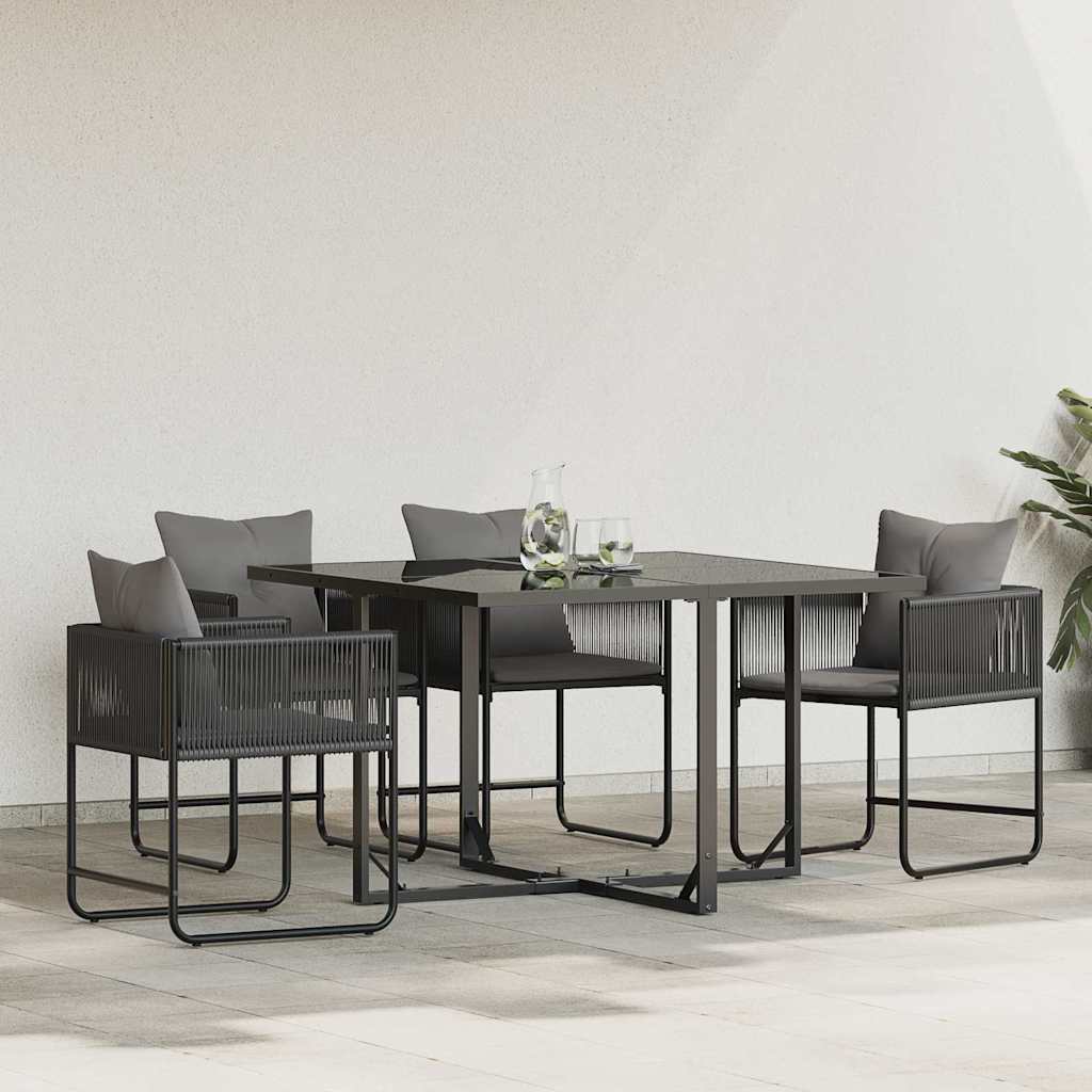 Stoel met kussen 4 pcs Zwart en Anthraciet PE Rattan is nu te koop bij PeponiXL, paradijselijk wonen!