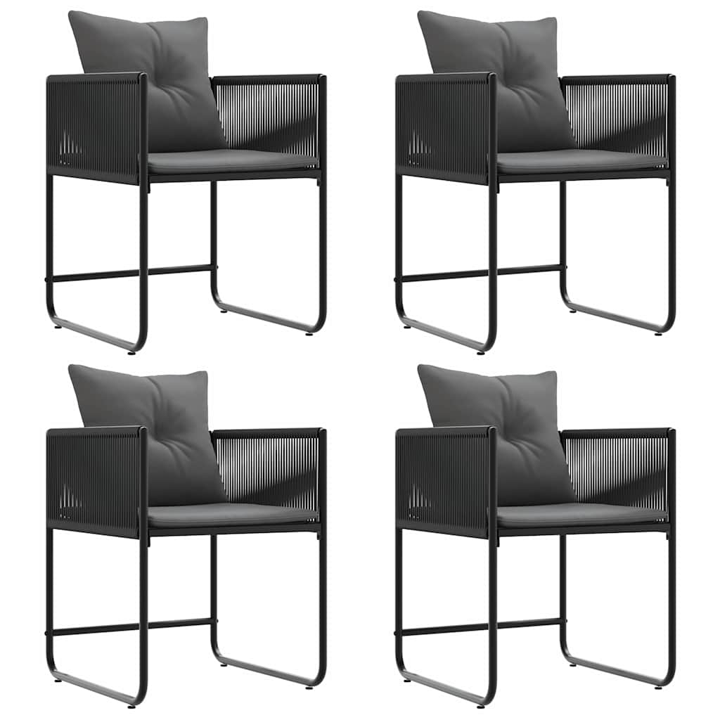 Stoel met kussen 4 pcs Zwart en Anthraciet PE Rattan is nu te koop bij PeponiXL, paradijselijk wonen!