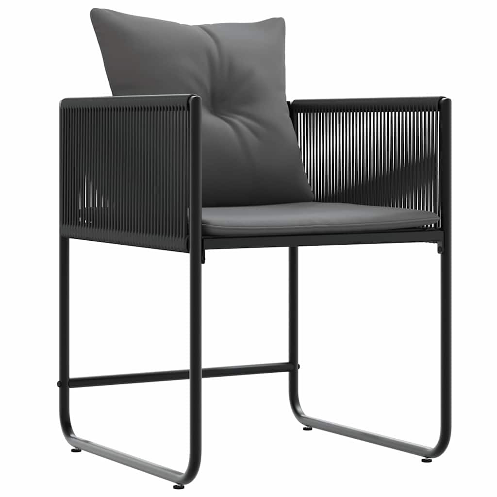 Stoel met kussen 4 pcs Zwart en Anthraciet PE Rattan is nu te koop bij PeponiXL, paradijselijk wonen!