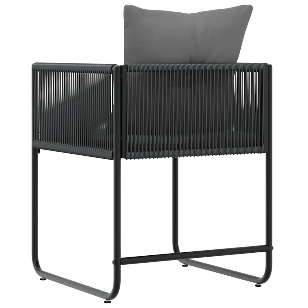 Stoel met kussen 4 pcs Zwart en Anthraciet PE Rattan is nu te koop bij PeponiXL, paradijselijk wonen!