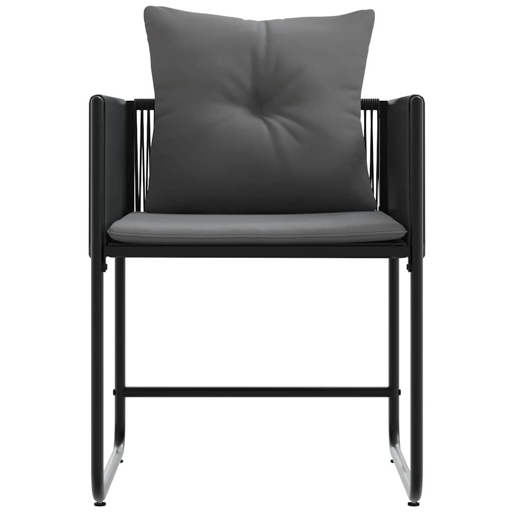 Stoel met kussen 4 pcs Zwart en Anthraciet PE Rattan is nu te koop bij PeponiXL, paradijselijk wonen!