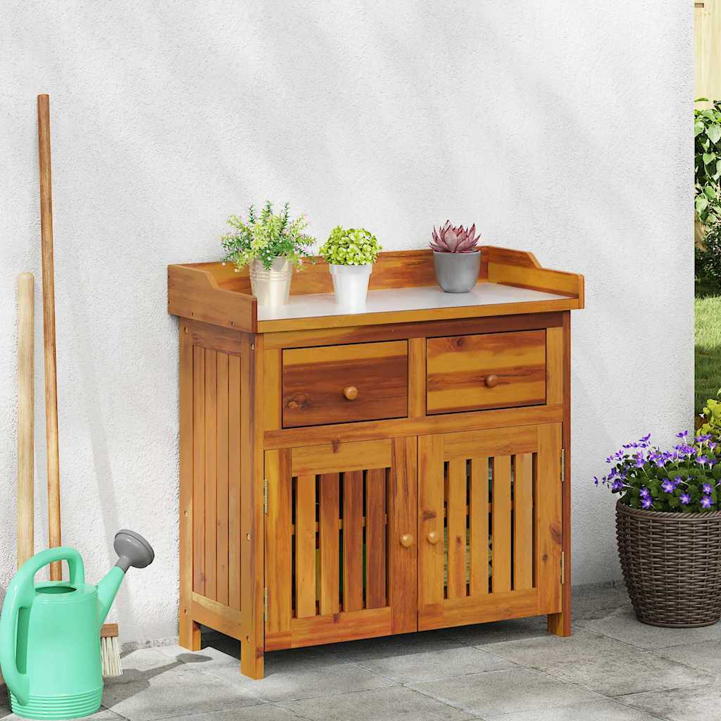 Tuinkast met lade Naturel 78 x 36,5 x 78cm Massief Acaciahout is nu te koop bij PeponiXL, paradijselijk wonen!