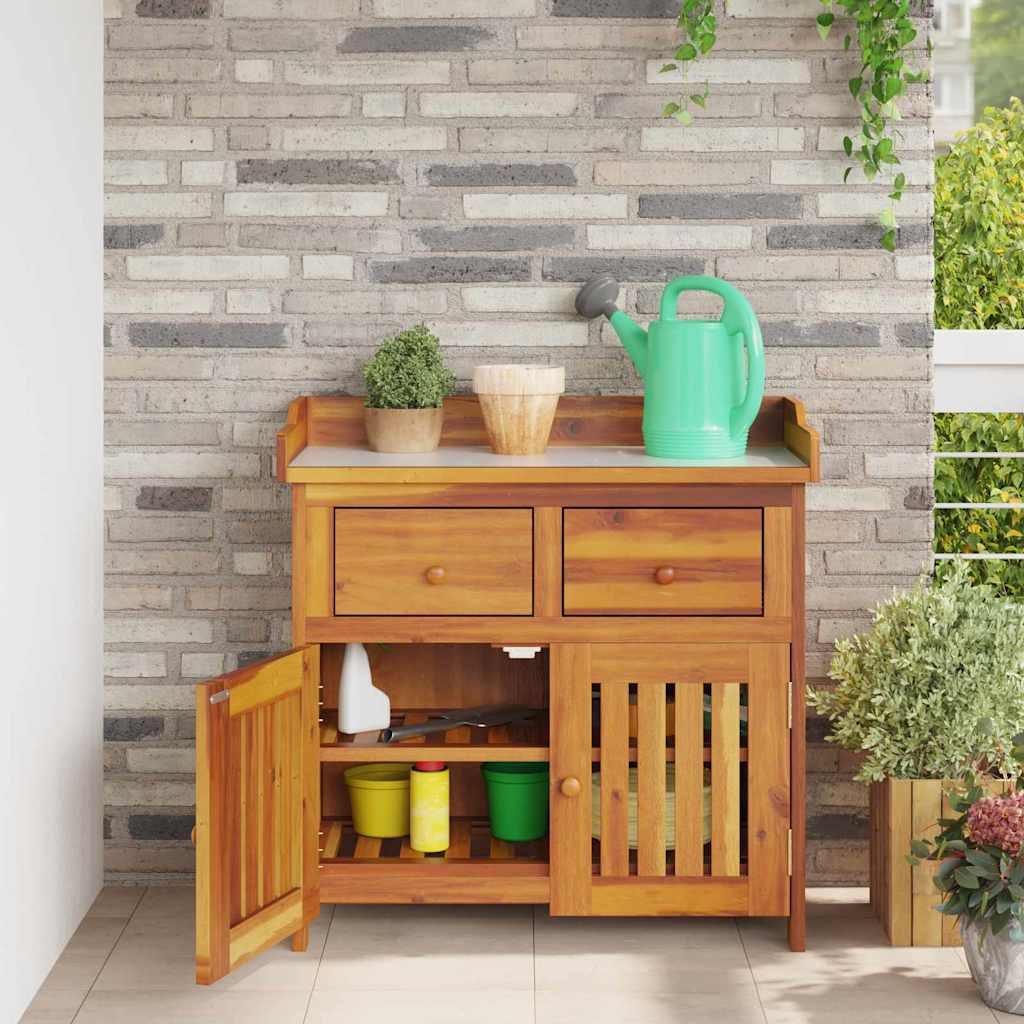Tuinkast met lade Naturel 78 x 36,5 x 78cm Massief Acaciahout is nu te koop bij PeponiXL, paradijselijk wonen!