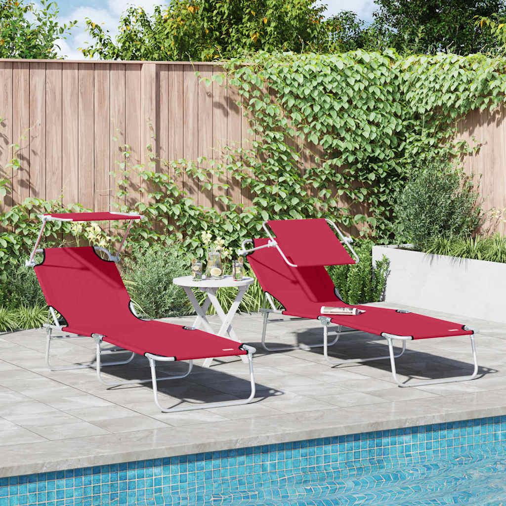 Ligstoel 2 pcs Rood 58 x 188 x 77cm Polyester is nu te koop bij PeponiXL, paradijselijk wonen!