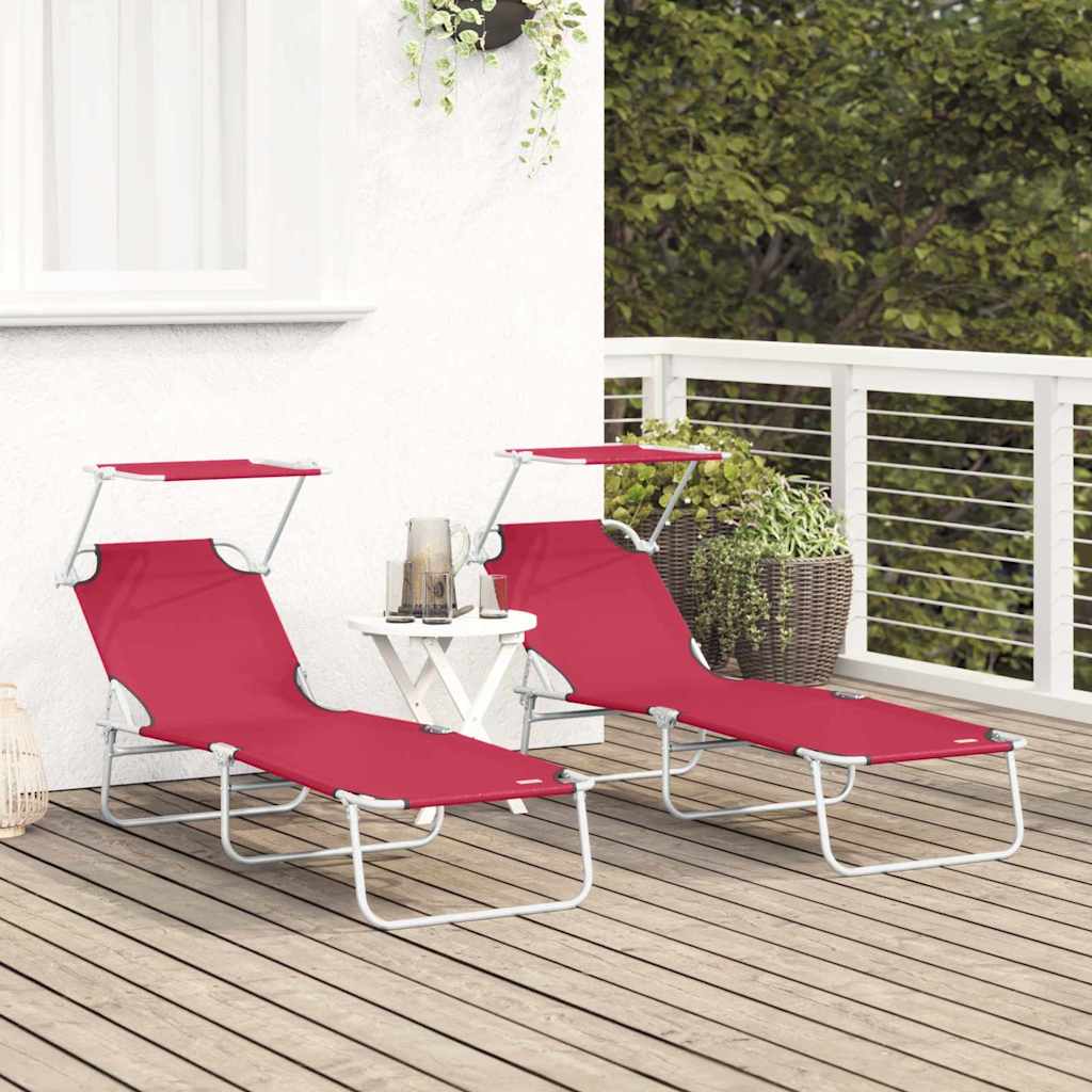 Ligstoel 2 pcs Rood 58 x 188 x 77cm Polyester is nu te koop bij PeponiXL, paradijselijk wonen!