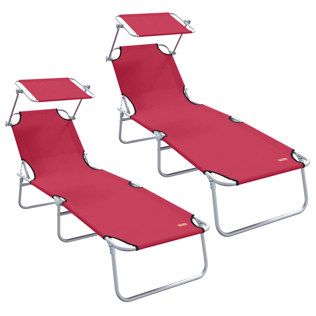 Ligstoel 2 pcs Rood 58 x 188 x 77cm Polyester is nu te koop bij PeponiXL, paradijselijk wonen!