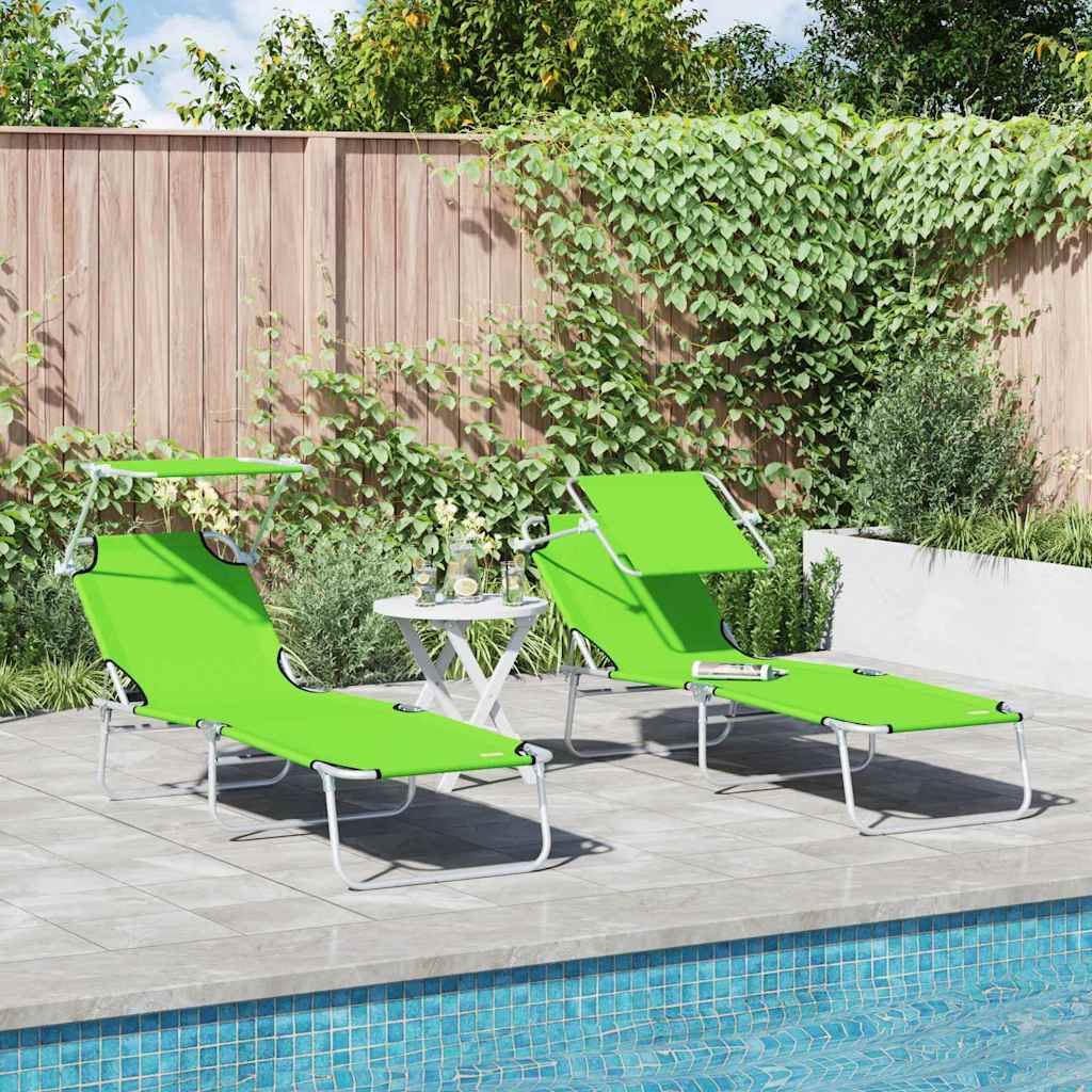 Ligstoel 2 pcs Groen 58 x 188 x 77cm Polyester is nu te koop bij PeponiXL, paradijselijk wonen!