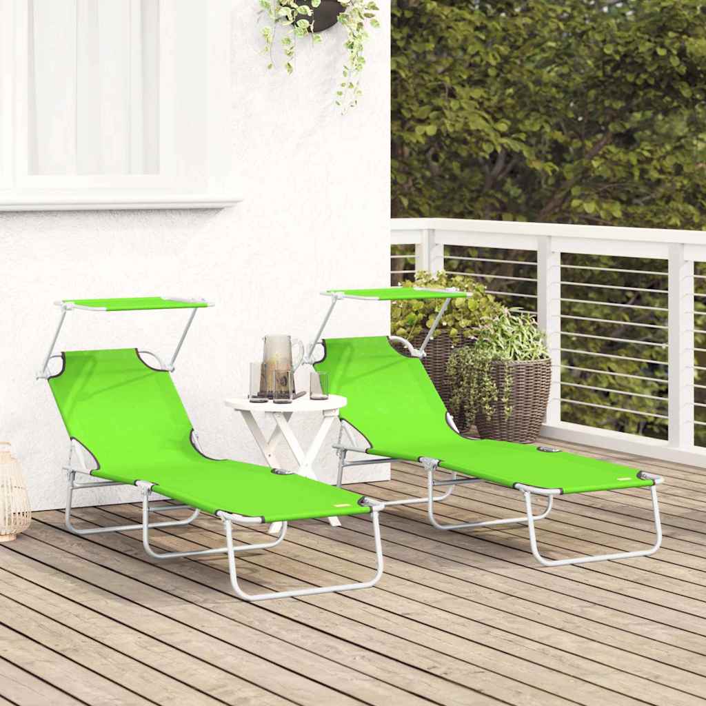 Ligstoel 2 pcs Groen 58 x 188 x 77cm Polyester is nu te koop bij PeponiXL, paradijselijk wonen!