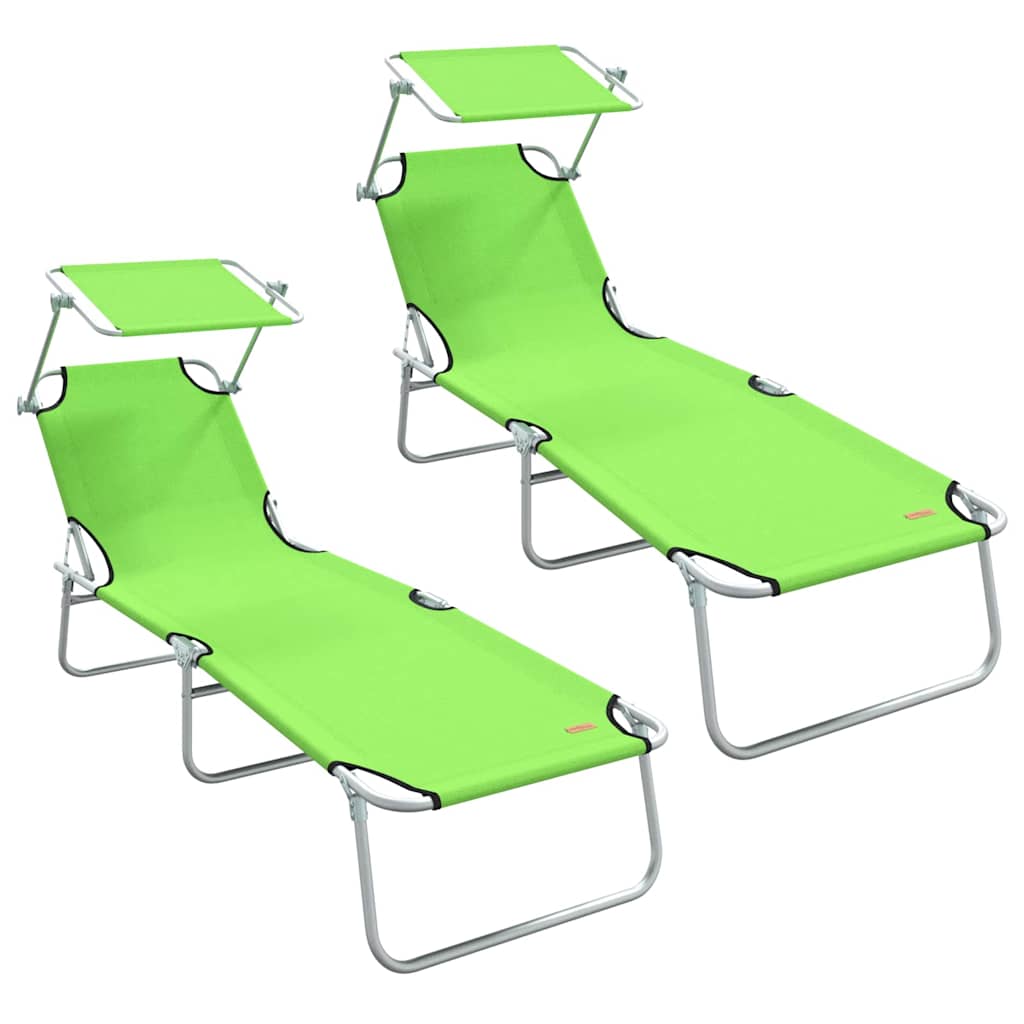 Ligstoel 2 pcs Groen 58 x 188 x 77cm Polyester is nu te koop bij PeponiXL, paradijselijk wonen!