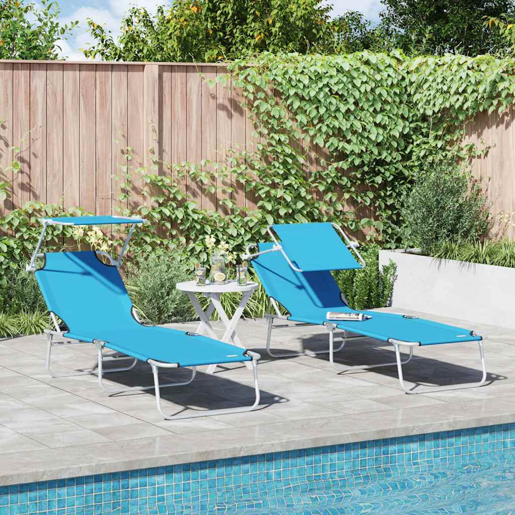 Ligstoel 2 pcs Heldere Blauw 58 x 188 x 77cm Polyester is nu te koop bij PeponiXL, paradijselijk wonen!