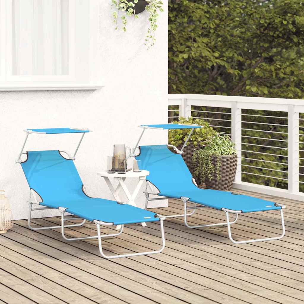 Ligstoel 2 pcs Heldere Blauw 58 x 188 x 77cm Polyester is nu te koop bij PeponiXL, paradijselijk wonen!