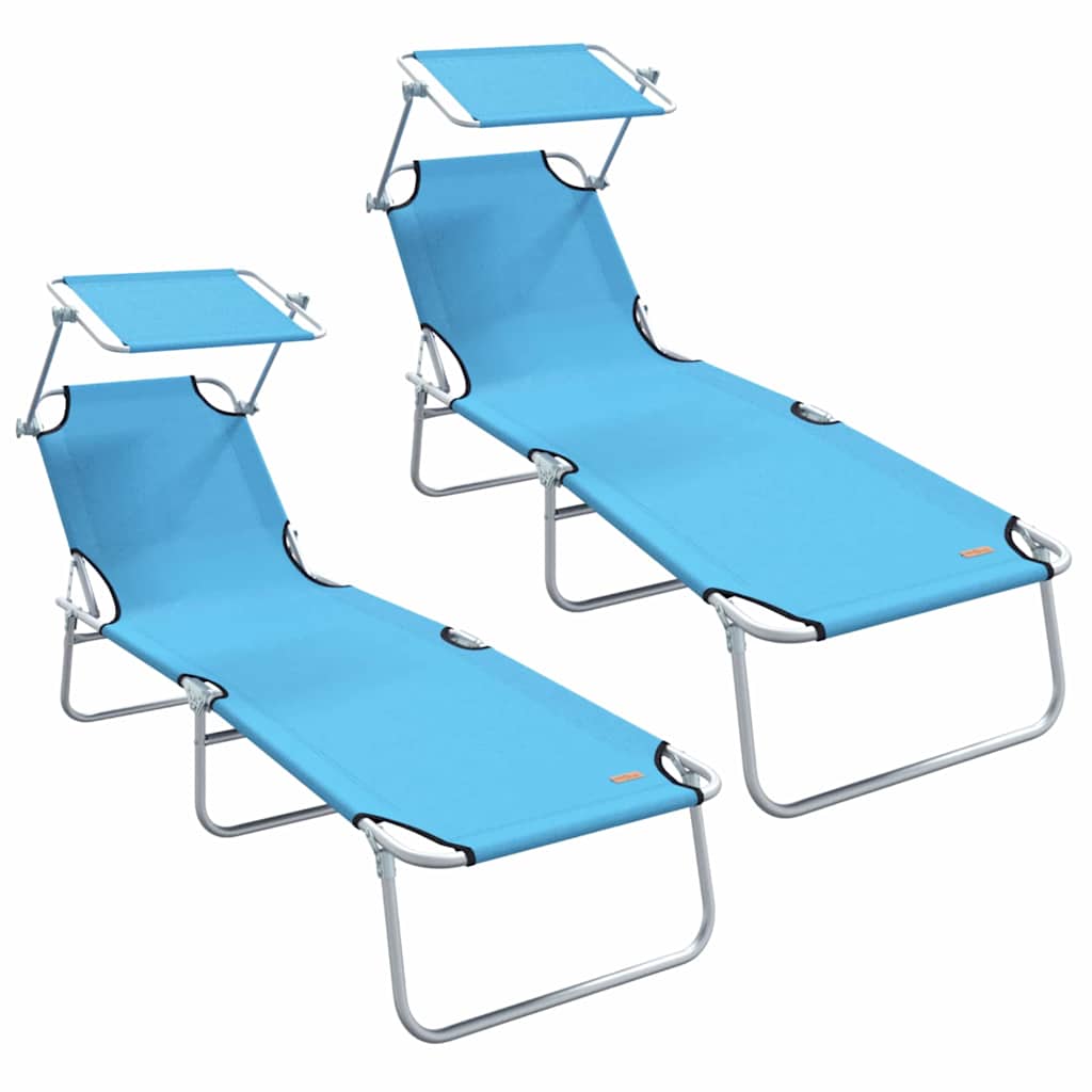 Ligstoel 2 pcs Heldere Blauw 58 x 188 x 77cm Polyester is nu te koop bij PeponiXL, paradijselijk wonen!