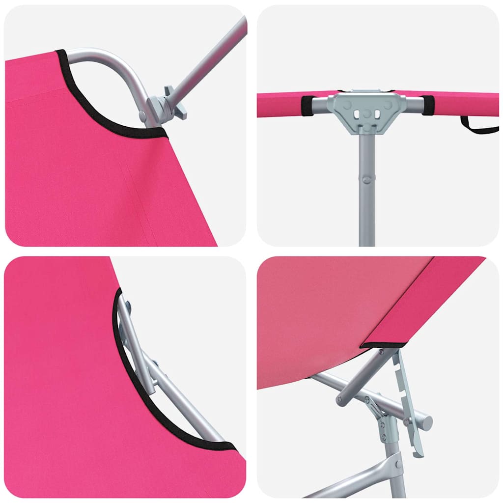 Ligstoel 2 pcs Roze 58 x 188 x 77cm Polyester is nu te koop bij PeponiXL, paradijselijk wonen!