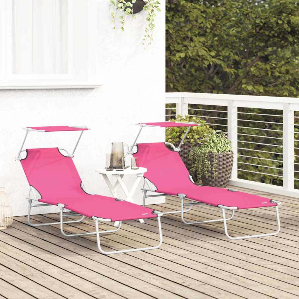 Ligstoel 2 pcs Roze 58 x 188 x 77cm Polyester is nu te koop bij PeponiXL, paradijselijk wonen!