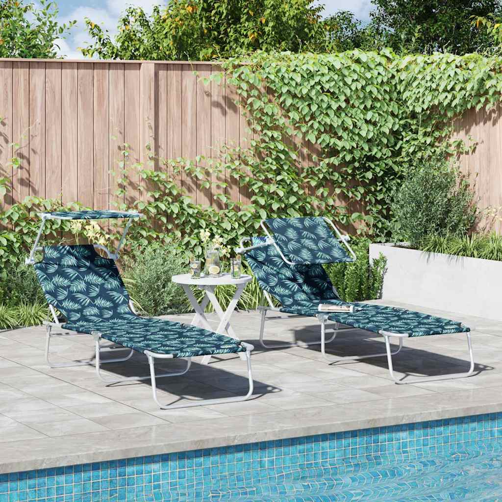 Ligstoel 2 pcs Groen 58 x 188 x 77cm Polyester is nu te koop bij PeponiXL, paradijselijk wonen!