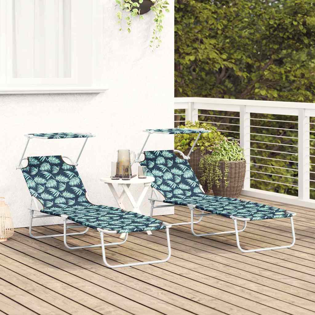 Ligstoel 2 pcs Groen 58 x 188 x 77cm Polyester is nu te koop bij PeponiXL, paradijselijk wonen!