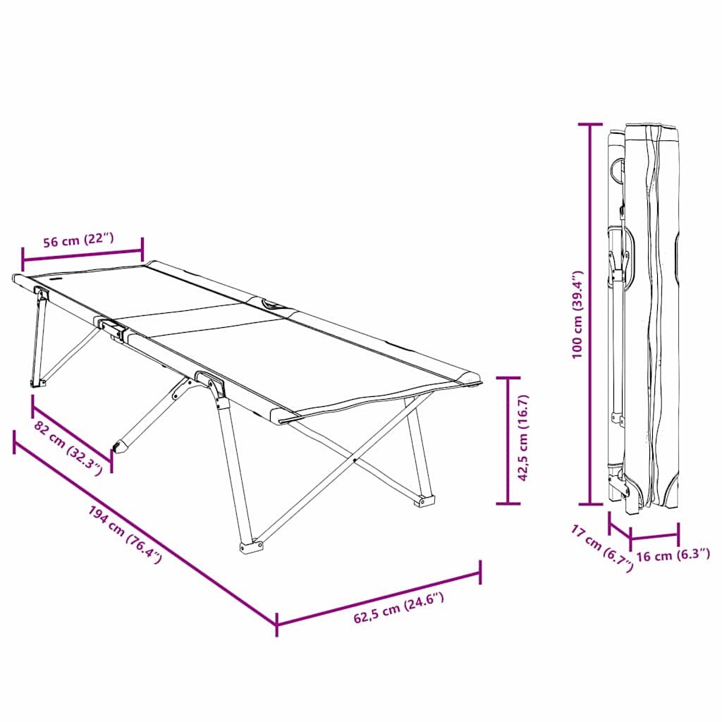 Opvouwbaar Camping Bed Groen 194 x 62,5 x 42,5 cm is nu te koop bij PeponiXL, paradijselijk wonen!