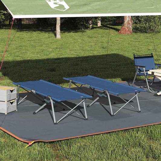 Opvouwbaar Camping Bed 2 pcs Blauw 194 x 62,5 x 42,5 cm is nu te koop bij PeponiXL, paradijselijk wonen!