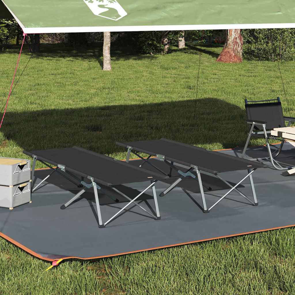 Opvouwbaar Camping Bed 2 pcs Zwart 194 x 62,5 x 42,5 cm is nu te koop bij PeponiXL, paradijselijk wonen!
