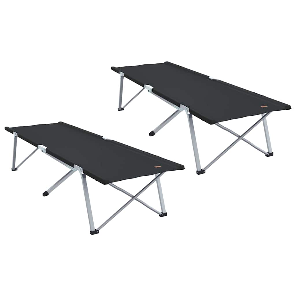 Opvouwbaar Camping Bed 2 pcs Zwart 194 x 62,5 x 42,5 cm is nu te koop bij PeponiXL, paradijselijk wonen!